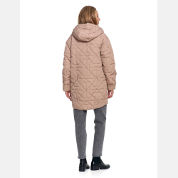 BEŻOWA kurtka DAMSKA pikowana,mankiety z polaru kaptur dłuższa MORAJ